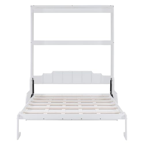 Queen Size White Wooden Murphy Bed with Sofa and Cushion Z5227