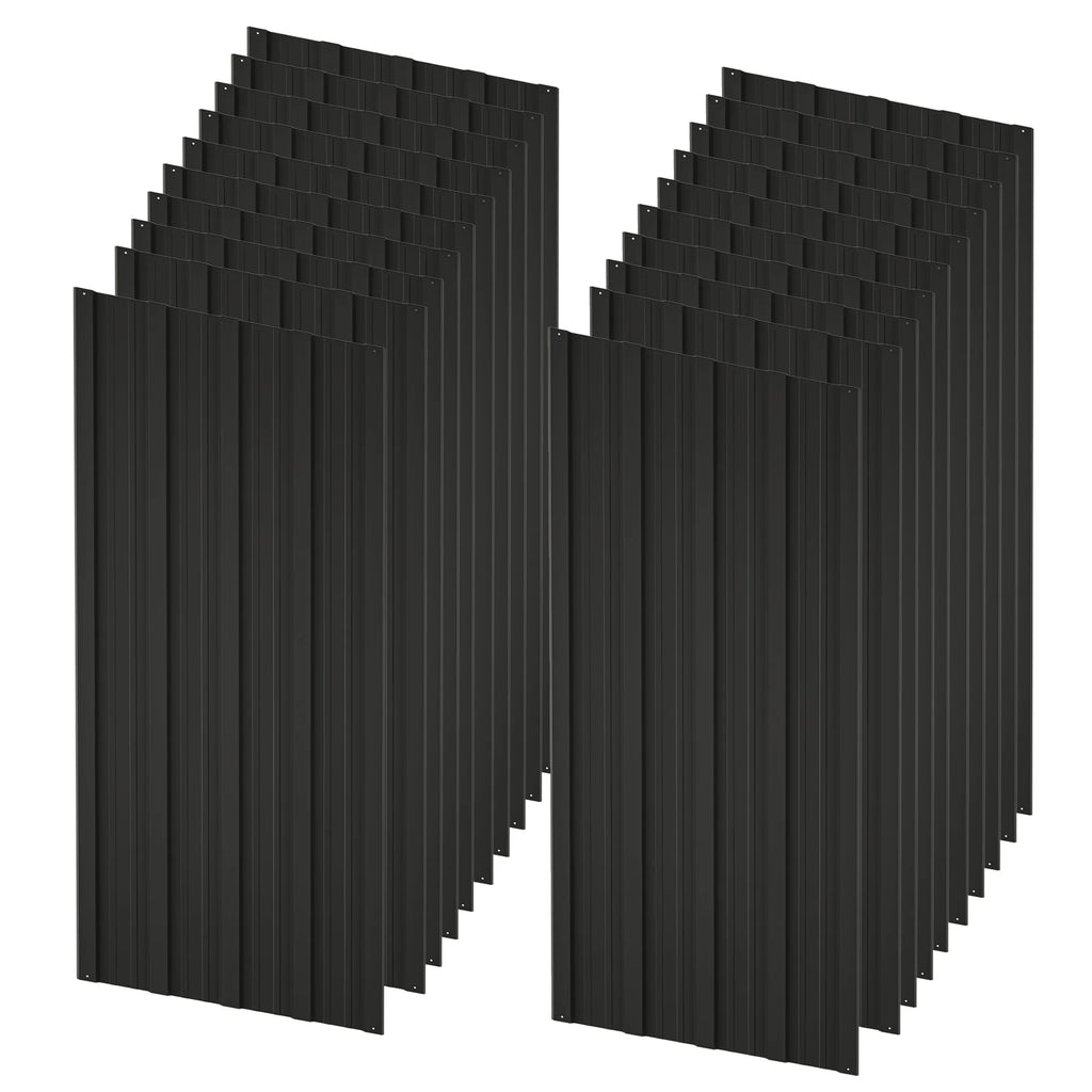 20 Pcs Galvanized Metal Roof Panels Roofing Sheets, Black T833