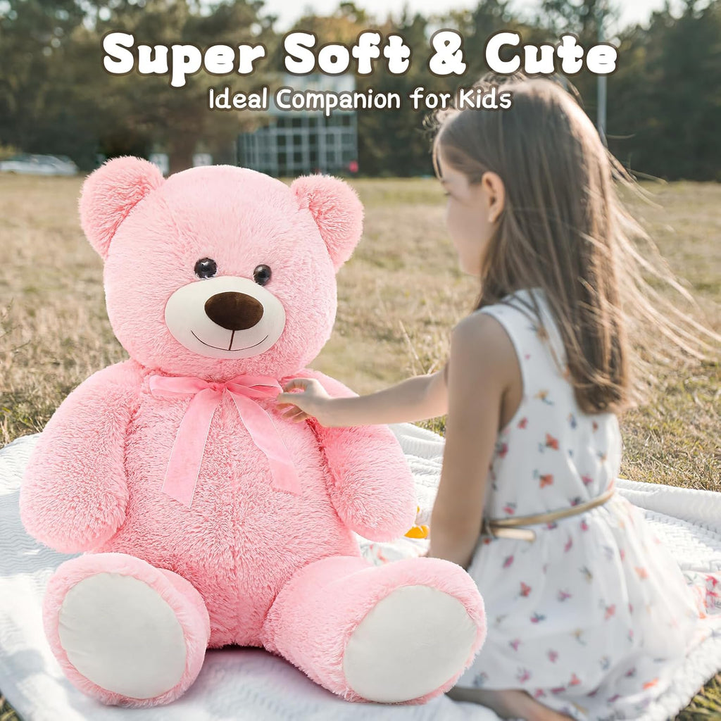 35.4'' Large Pink White Teddy Bear Plush Toy F255144