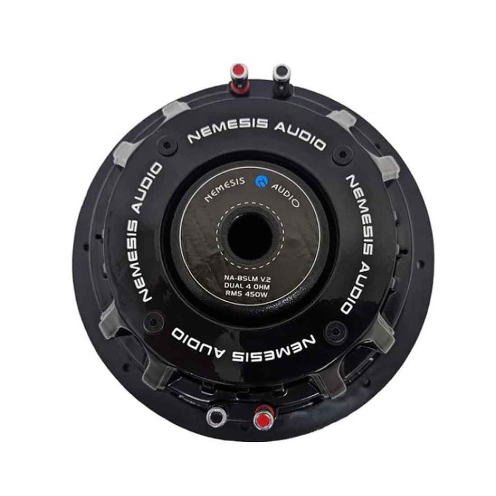 8" 450W RMS Dual 4-Ohm DVC Shallow Mount Subwoofer F976551