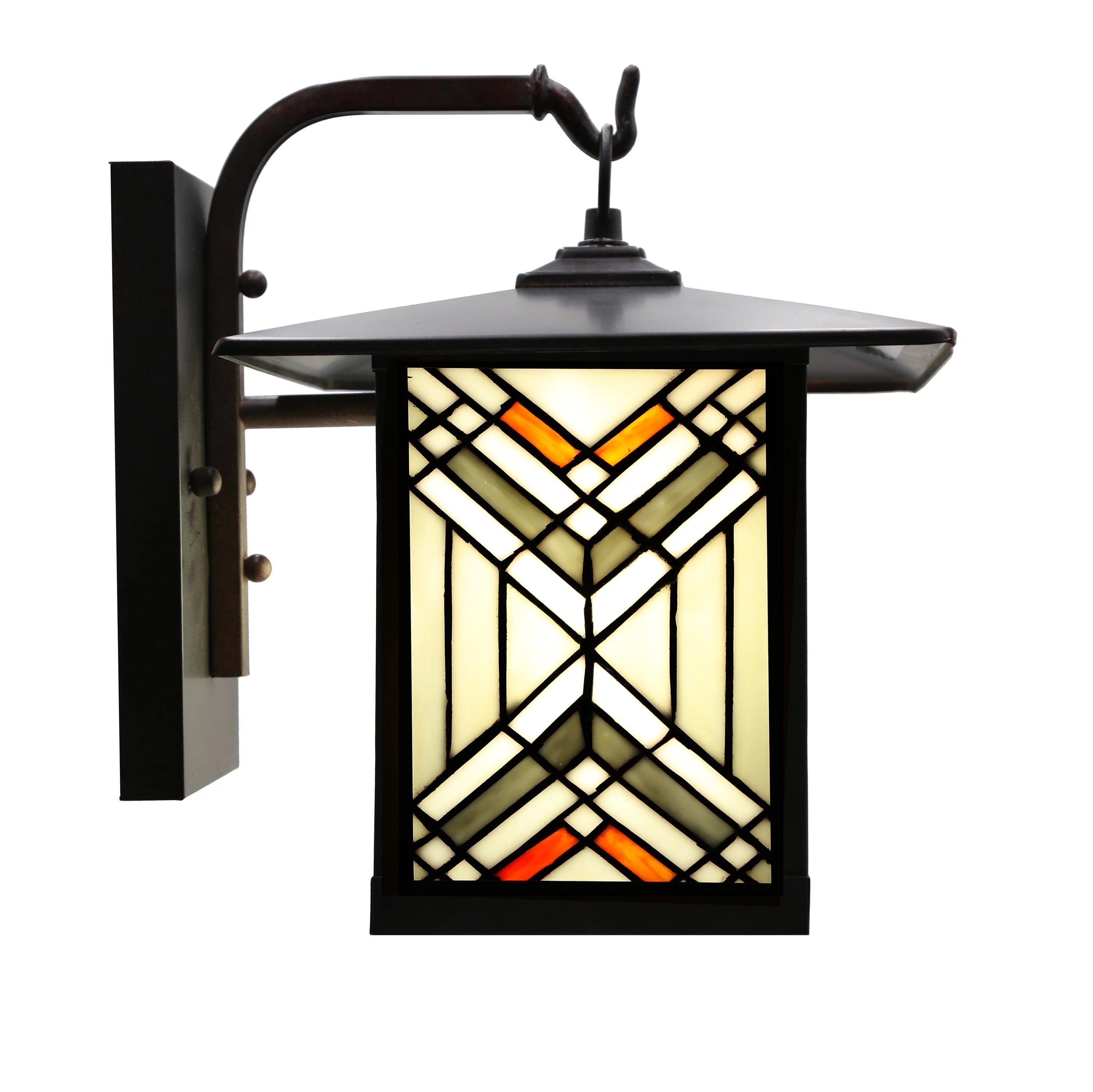 Bronze Outdoor Mission Stained Glass Wall Sconce R34844