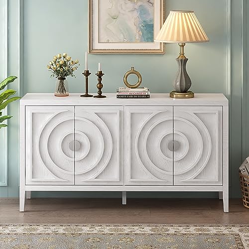 Black 4-Door Sideboard Cabinet with Adjustable Shelves F95320
