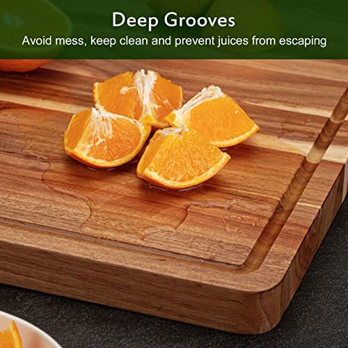 20x15 Inch Extra Large Acacia Wooden Cutting Board with Juice Groove O62197