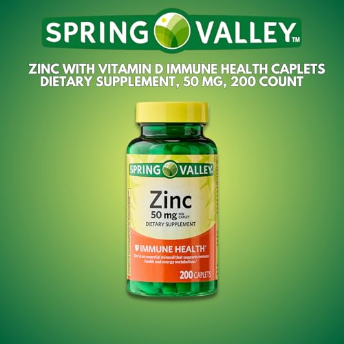 Zinc 50mg Dietary Supplement 200 caplets Pack of 2 Q824509
