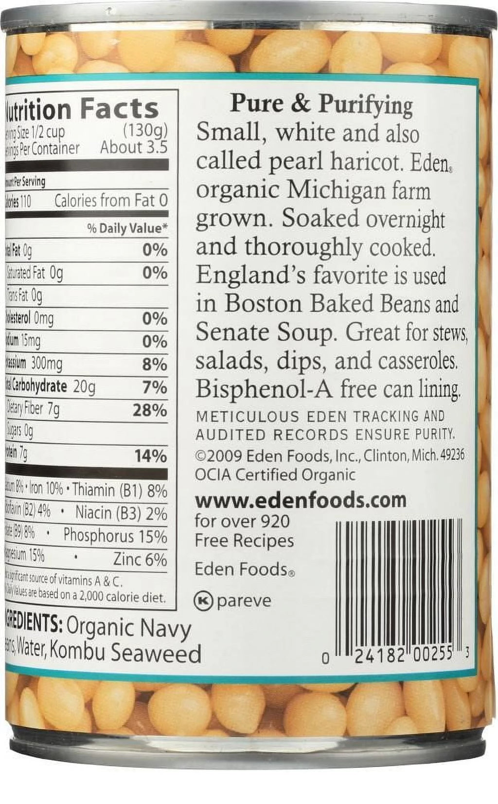 Organic Navy Beans 15 oz Pack of 3 P7723