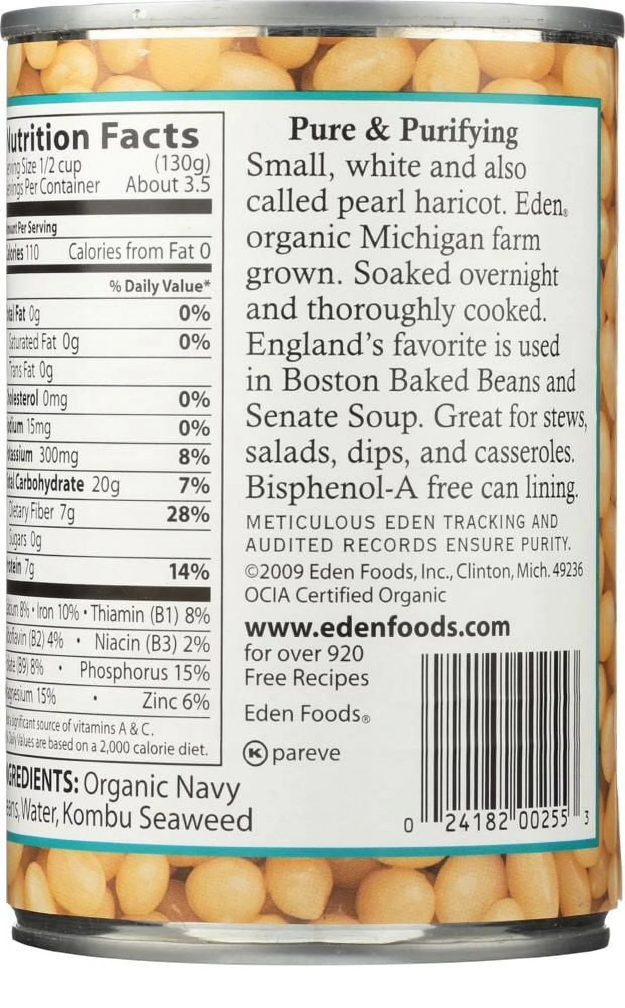 Organic Navy Beans 15 oz Pack of 3 P7723