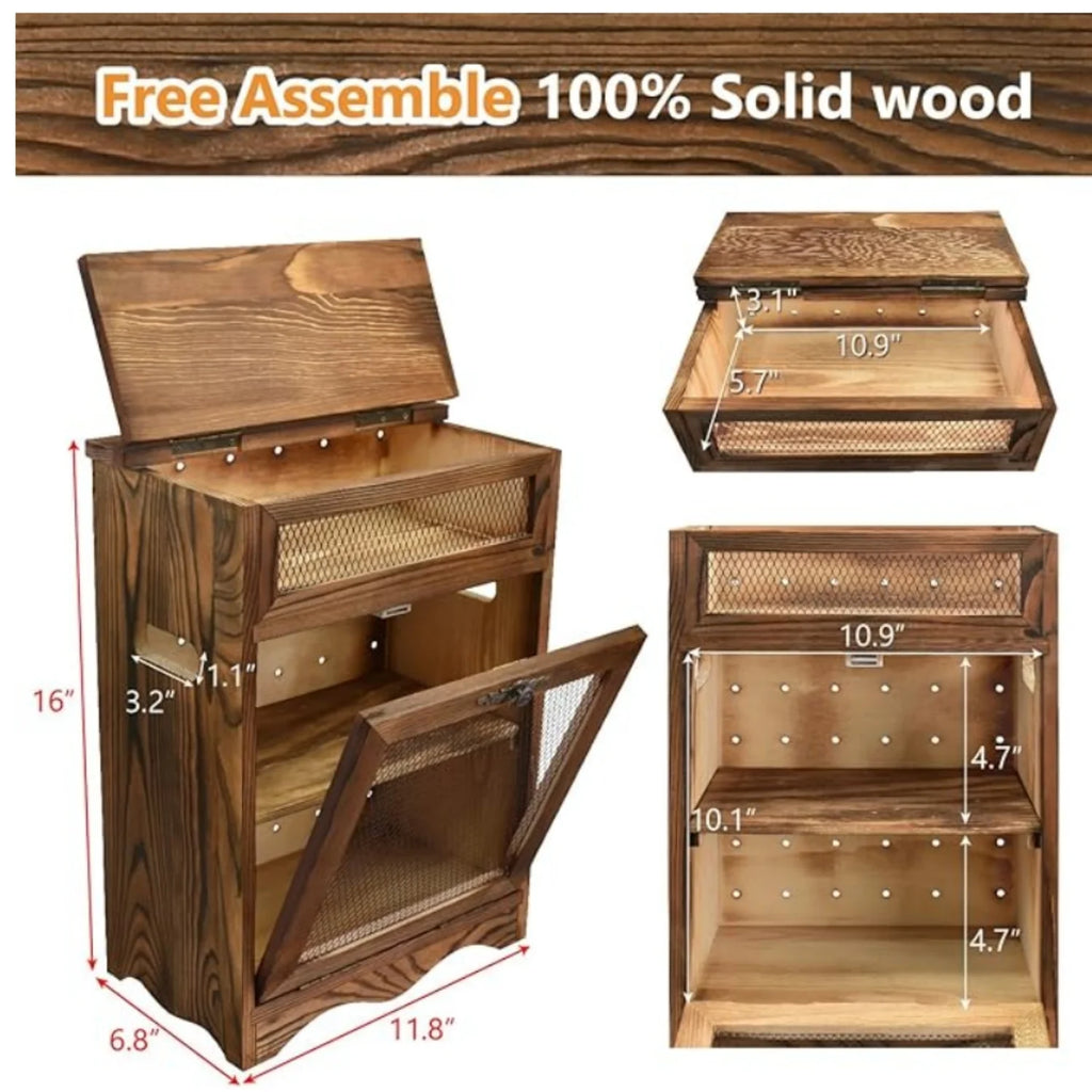 Wooden Countertop Storage Cabinet, 11.8W x 6.8D x 16H in, Rustic Color J60968
