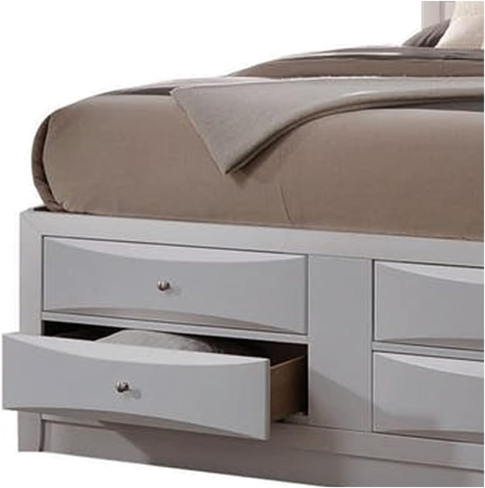 White Queen Size Wooden Storage Bed with Eight Drawers M934