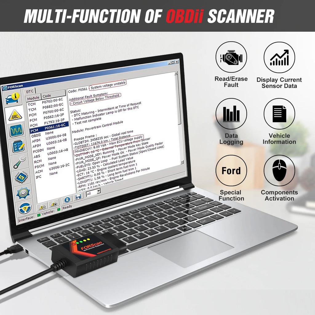OBD2 Adapter OBDII Diagnostic Scanner via USB P887142