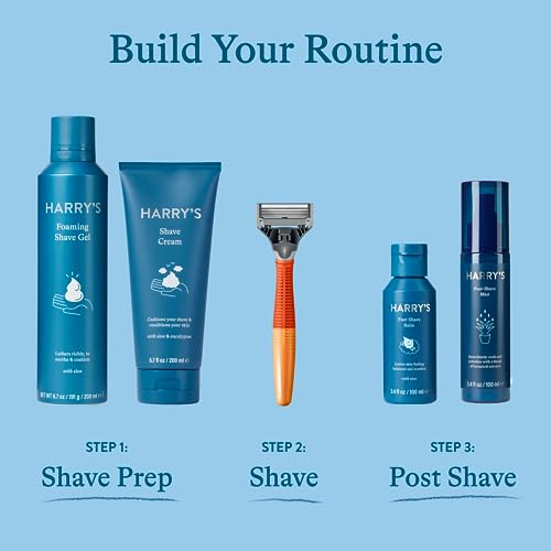 Men's Razor Set with 5 Razor Blade Refills, Travel Blade Cover, 2 oz Shave Gel P652
