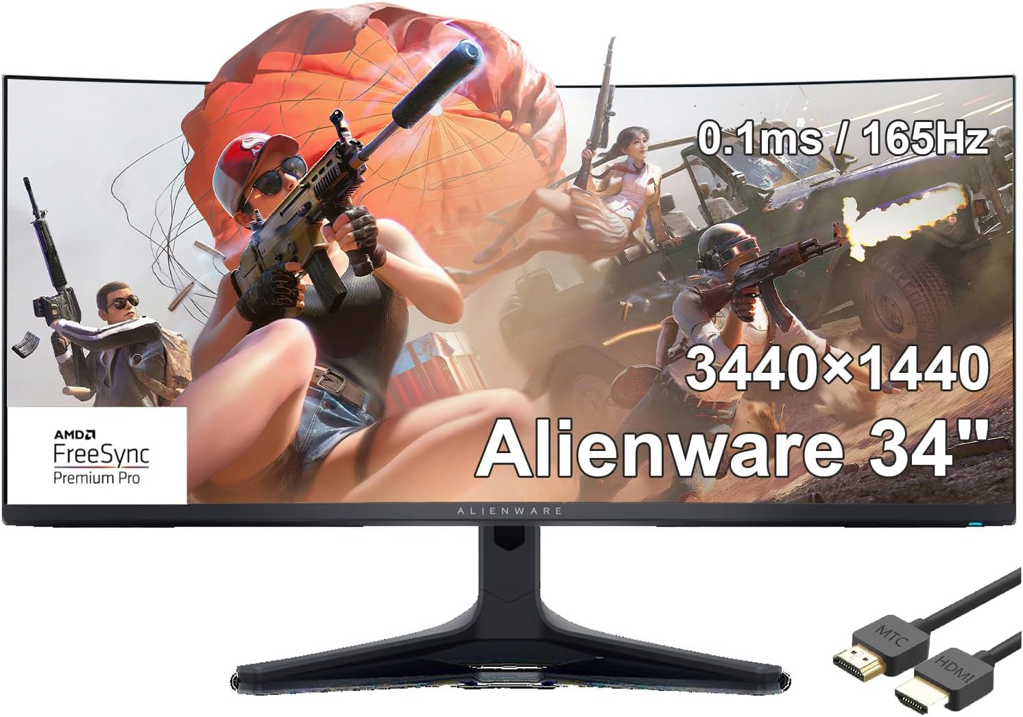 34" Curved QD-OLED Gaming Monitor, 3440x1440, 165Hz, 0.1ms L9052