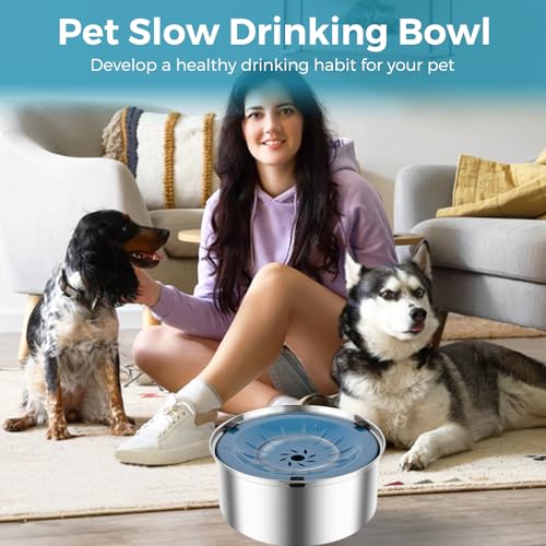 Grey Stainless Steel No Spill Dog Water Bowl H3869