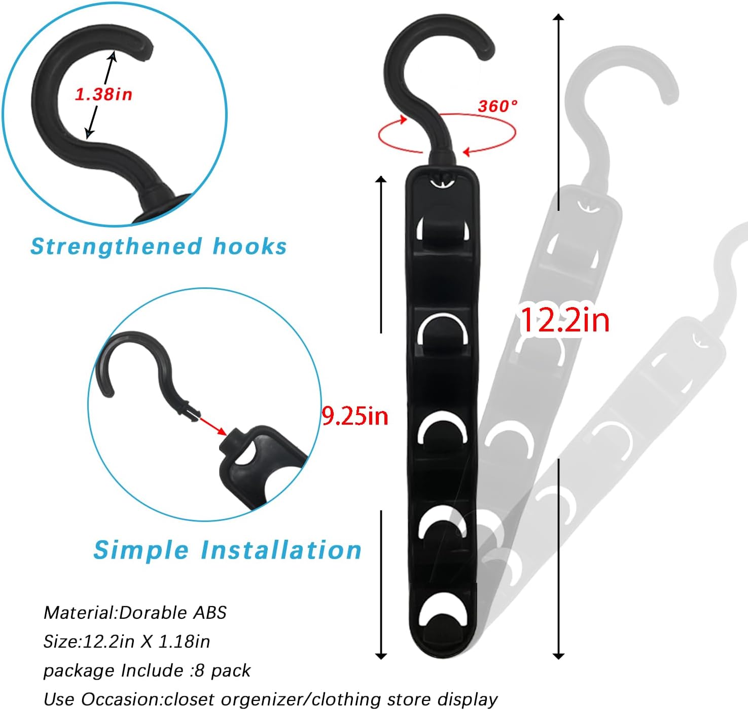 8 Pack Plastic Space Saving Closet Organizers I614811