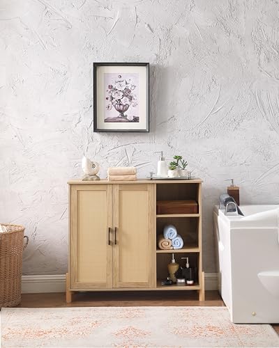 Natural Rattan Storage Cabinet with Adjustable Shelf W7736