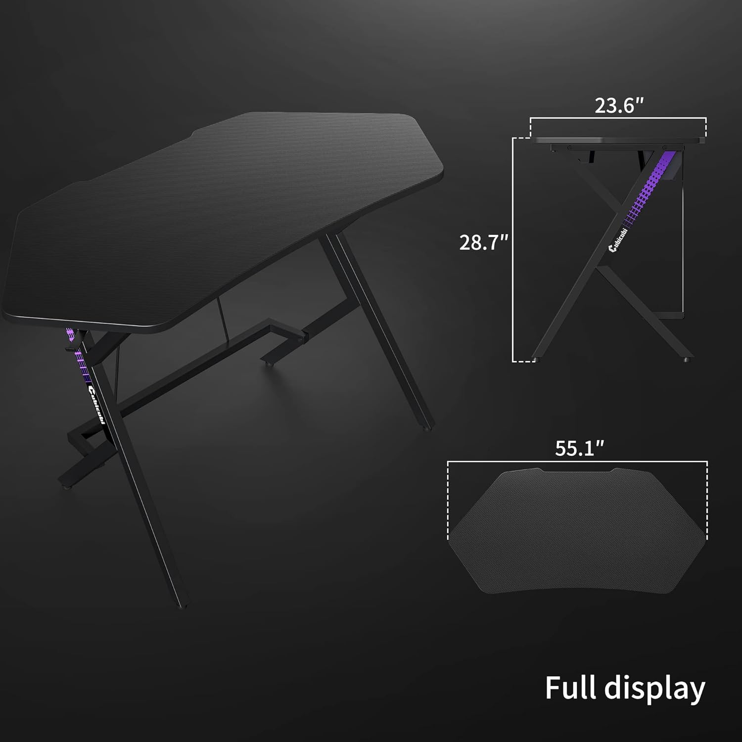 47 inch Gaming Desk with Carbon Fiber Surface and Cable Tray N695020