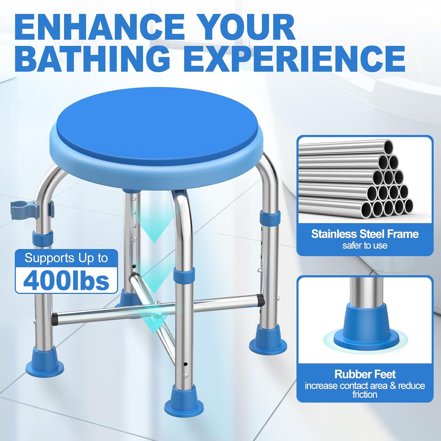 400LB Stainless Steel Round Shower Chair V50735
