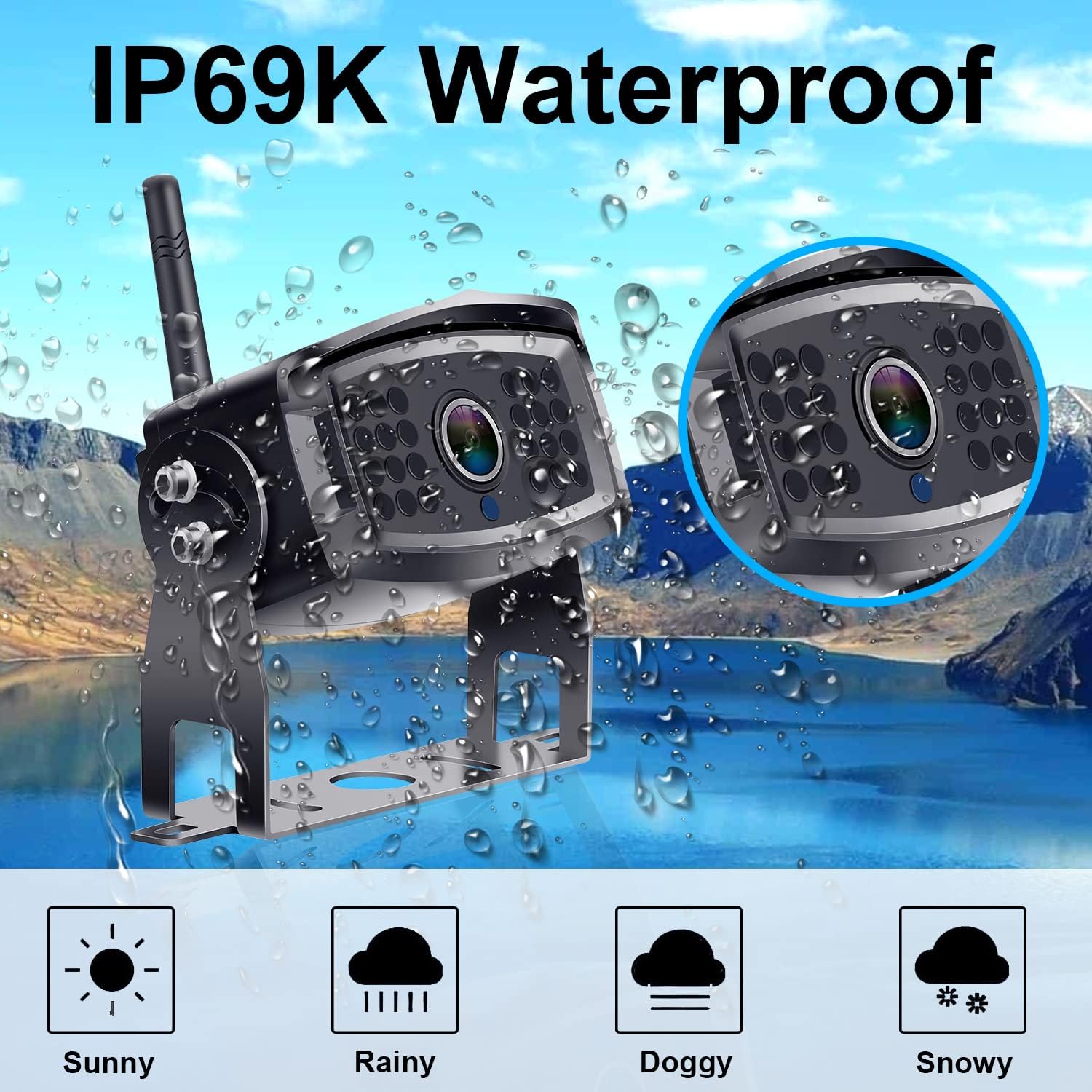 4 Channels 7'' DVR Monitoring Wireless HD 1080P Rear View Camera J193440