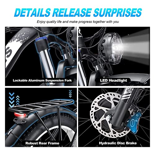2000W Dual Motor Electric Bike 26" Fat Tire 48V 23AH Removable Battery 35 MPH 21 Speed Hydraulic Disc Brake Z1353