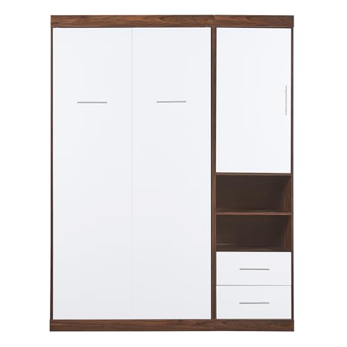White Wood Murphy Bed with Cabinet J2808