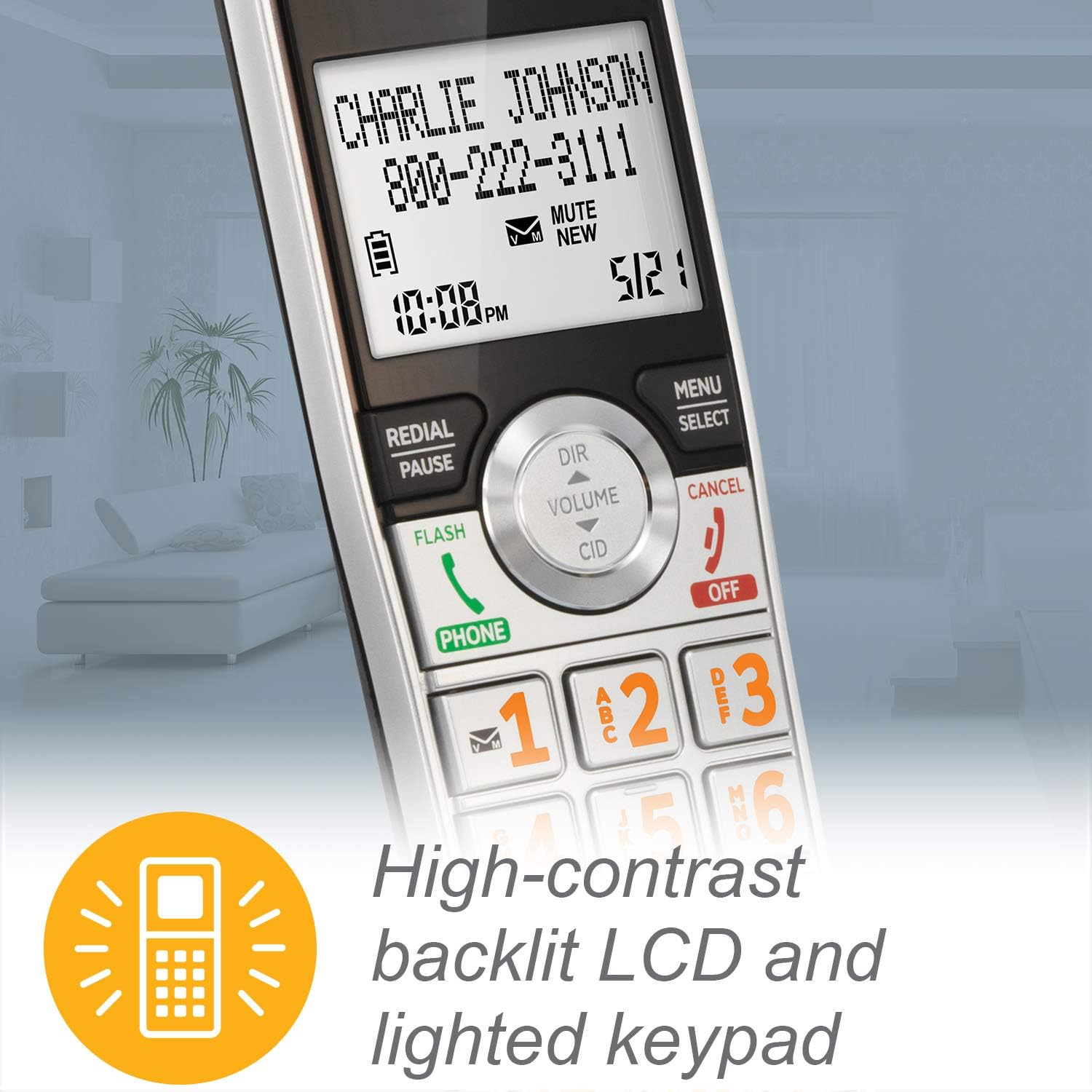 Black/Silver DECT 6.0 Corded/Cordless Phone with 1 Handset R1399