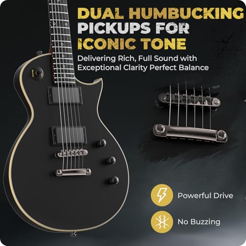 Black Matte Solid Body Electric Guitar with Gig Bag H77587