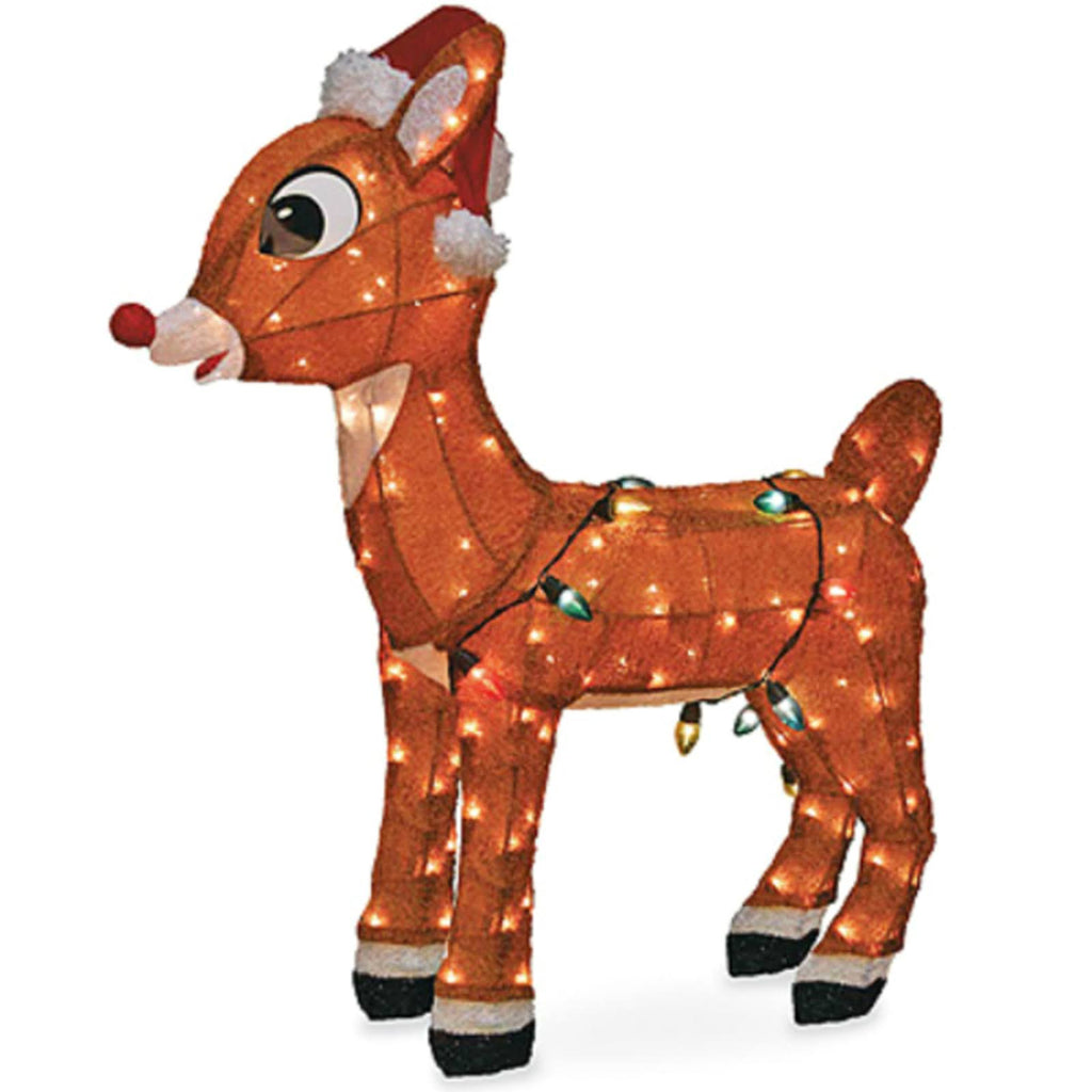 3-D Lighted Rudolph Christmas Lawn Decoration, 36-in. E58220