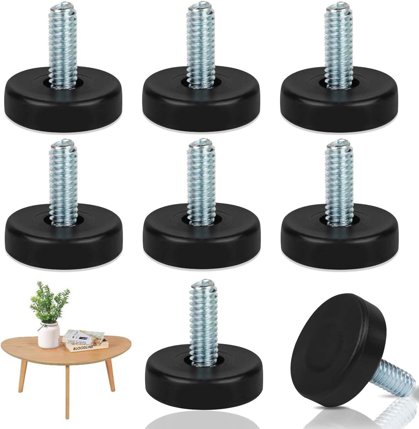 8 PCS Adjustable Furniture Feet Threaded 1/4" Thread P93855