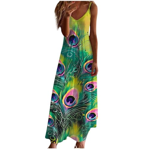 Casual Spaghetti Strap V Neck Long Maxi Dress F556