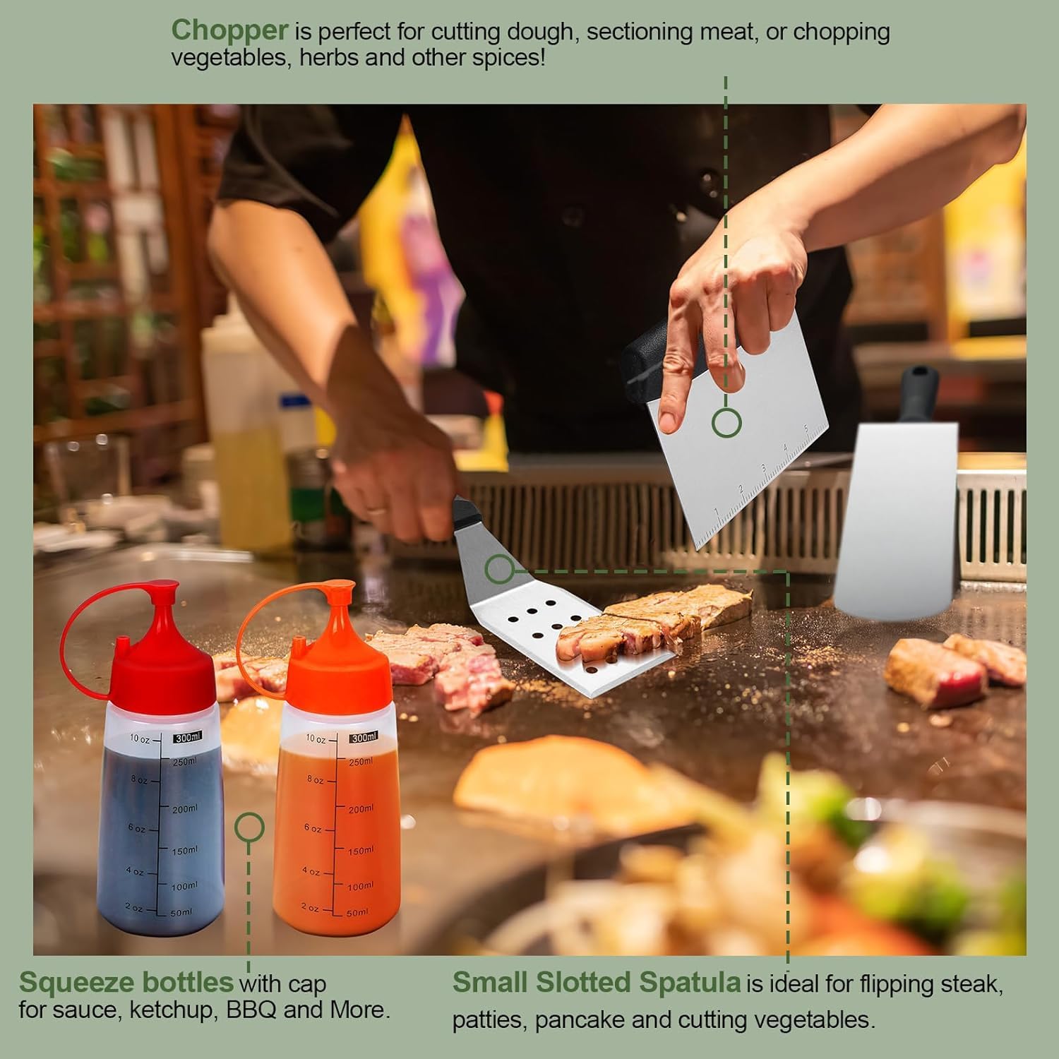 30PCS Flat Top Grill Accessories Set with Spatulas, Basting Cover, Scraper M574499