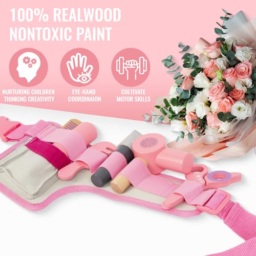 Hair Salon Toys Pretend Play Beauty Salon Set with Blow Dryer Straightener Tool Belt W2443