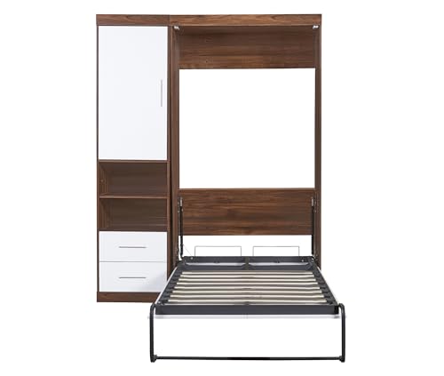White Wood Murphy Bed with Cabinet J2808
