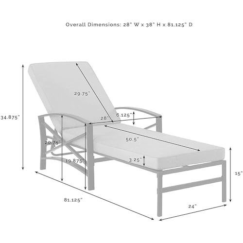 White Metal Chaise Lounge with Grey Cushions Z155409