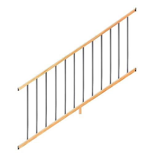 6 ft Redwood-Tone Southern Yellow Pine Stair Rail Kit with Aluminum Round Balusters M433