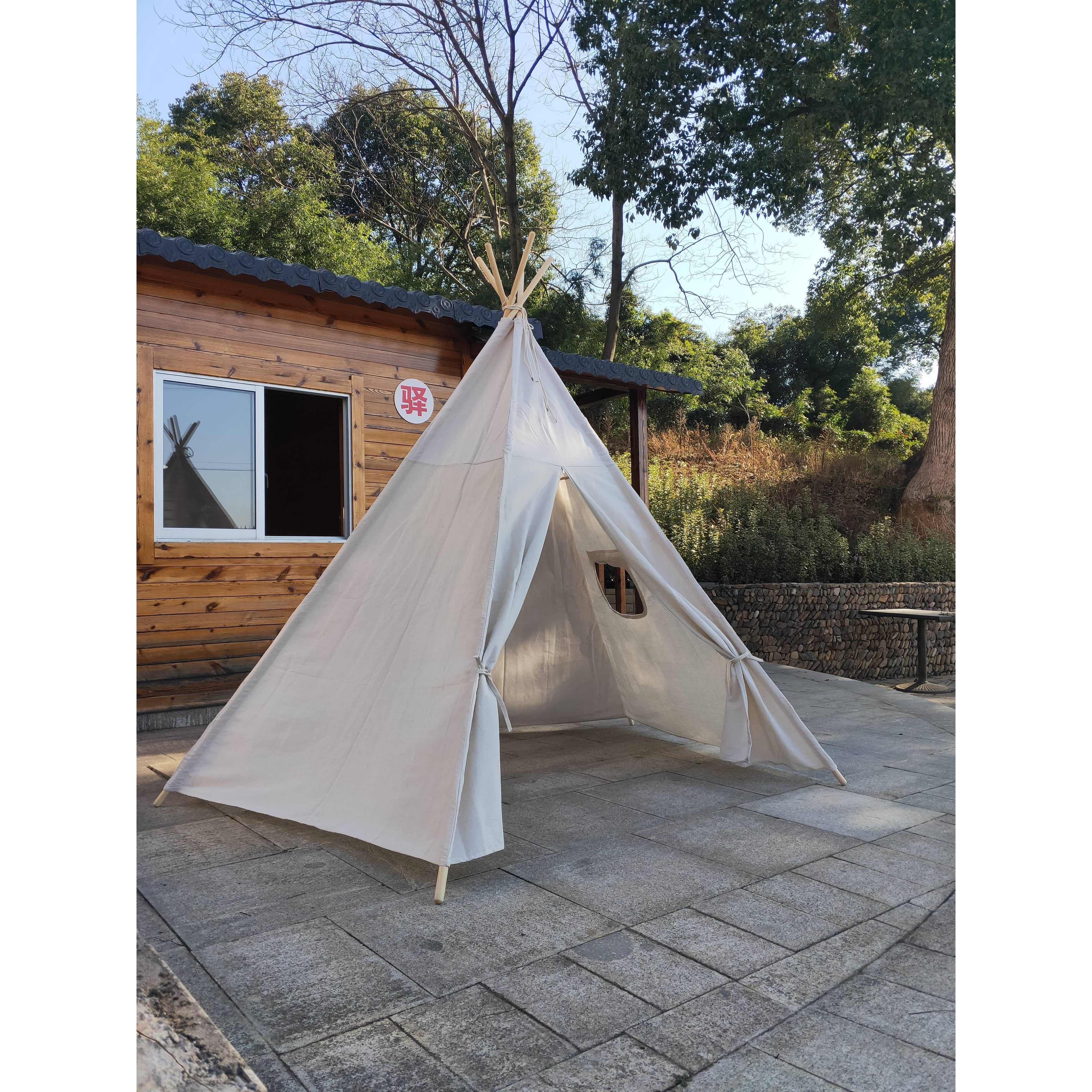 8 Ft OffWhite Teepee Tent N85575