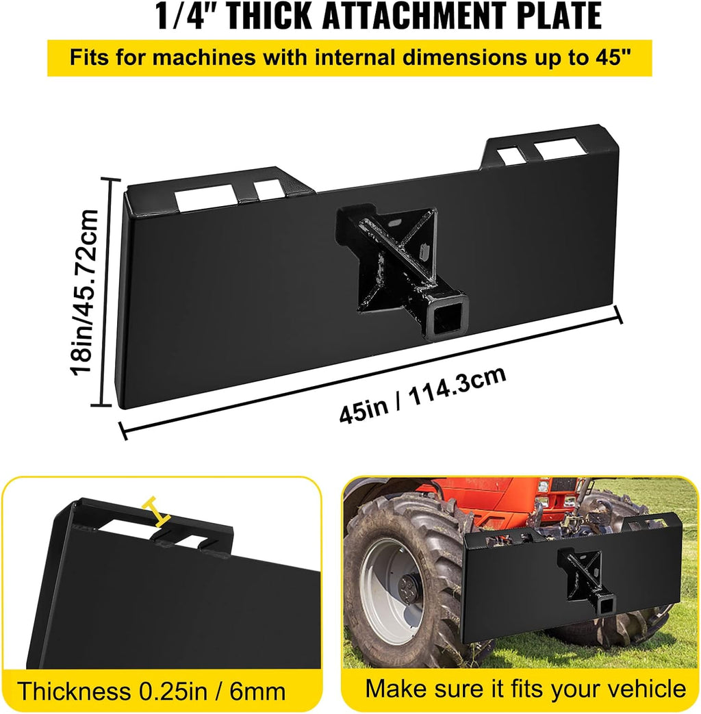 1/4 Thick Plate 3/8 Top Bar Quick Tach Attachment Mount Plate N3383
