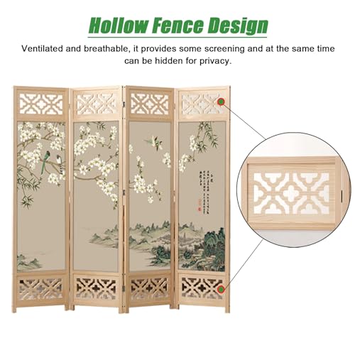 4-Panel Wooden Room Divider 180 200cm Tall X50055