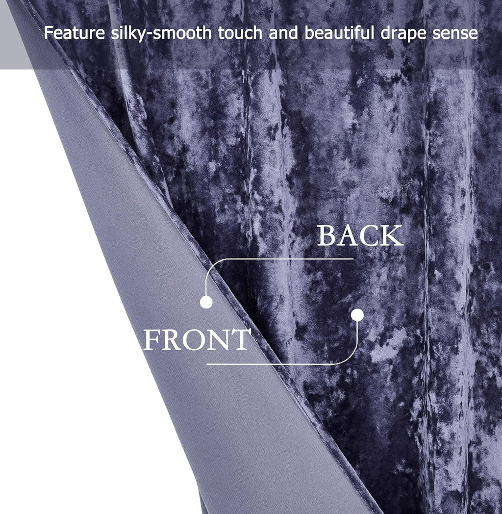 Purple Crushed Velvet Curtains 2 Panel Set 50" W x 84" L T877383