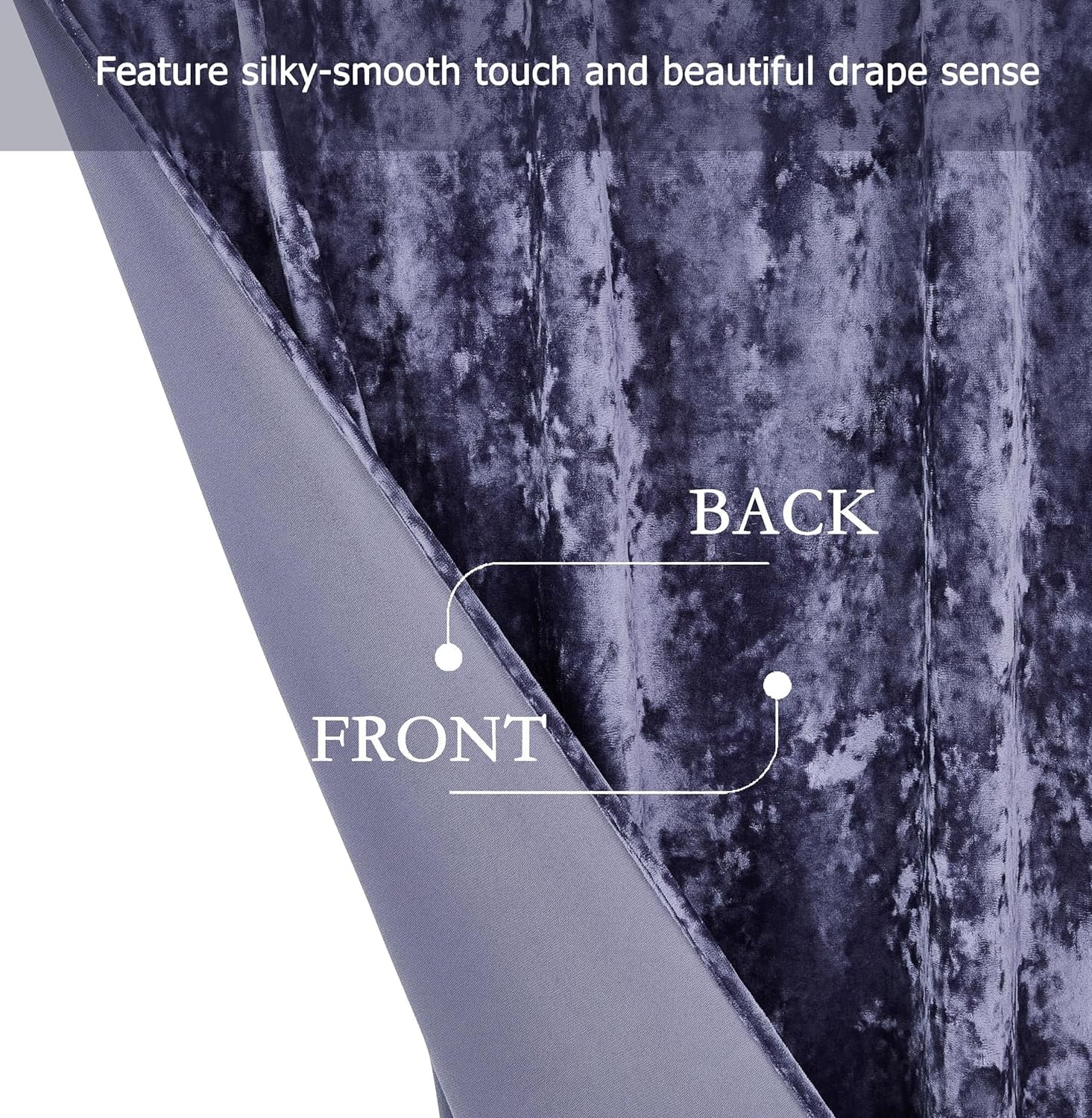 Purple Crushed Velvet Curtains 2 Panel Set 50" W x 84" L T877383