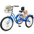 24 & 26 Inch 3-Wheel Adult Tricycle with Front and Rear Baskets D15673