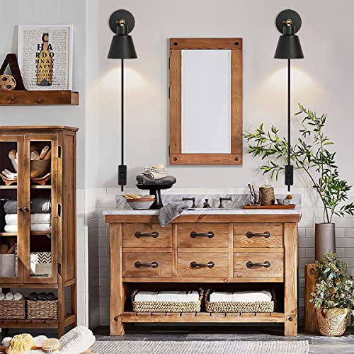 Black Nordic Wooden Plug in Wall Sconces Lighting Fixture (1 Pack) G183