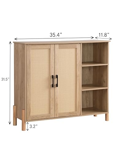 Natural Rattan Storage Cabinet with Adjustable Shelf W7736