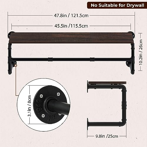 45.5in Industrial Pipe Wall Mounted Garment Rack R355018