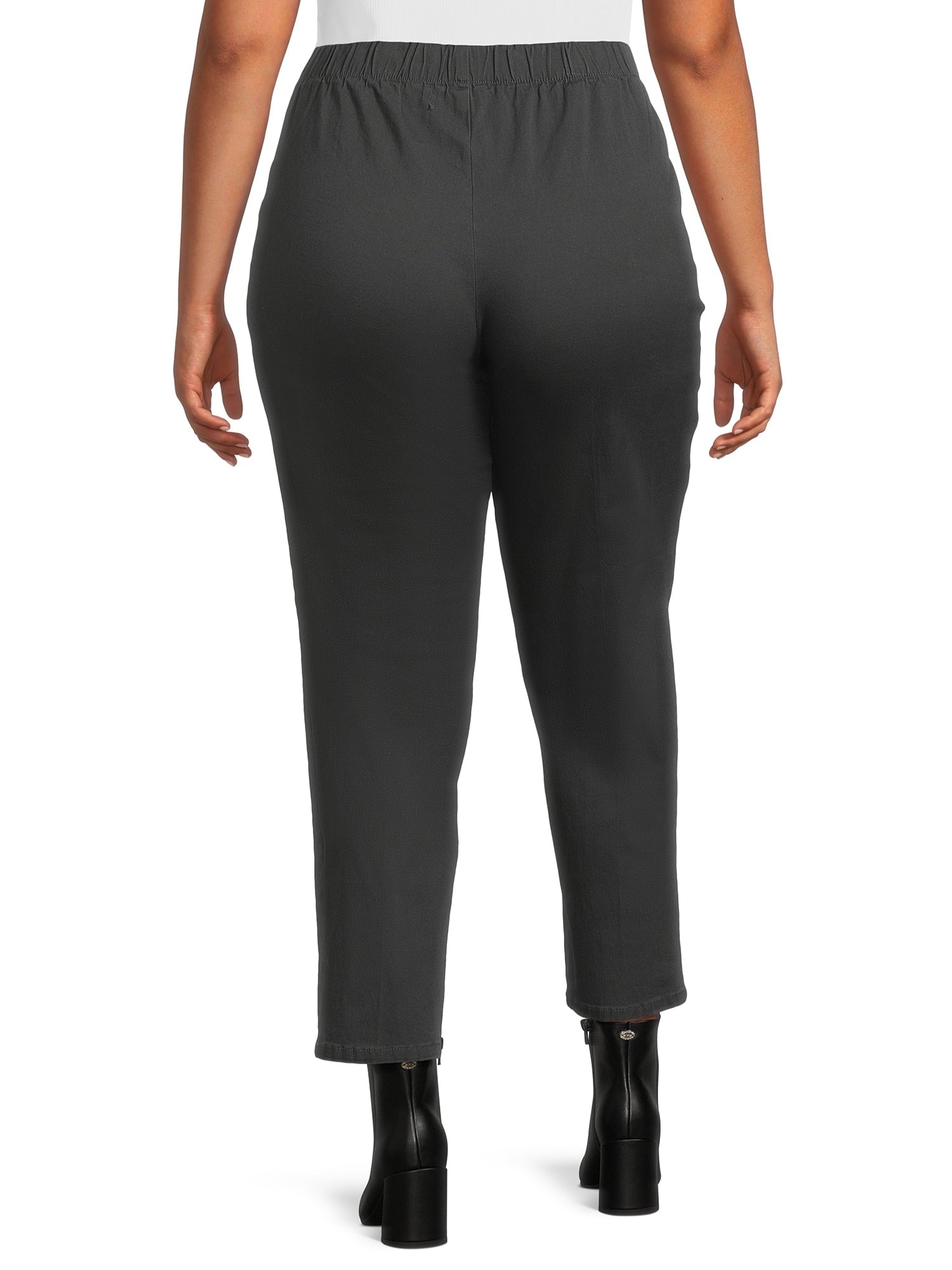 Plus Size Pull on 2-Pocket Stretch Woven Pants J205