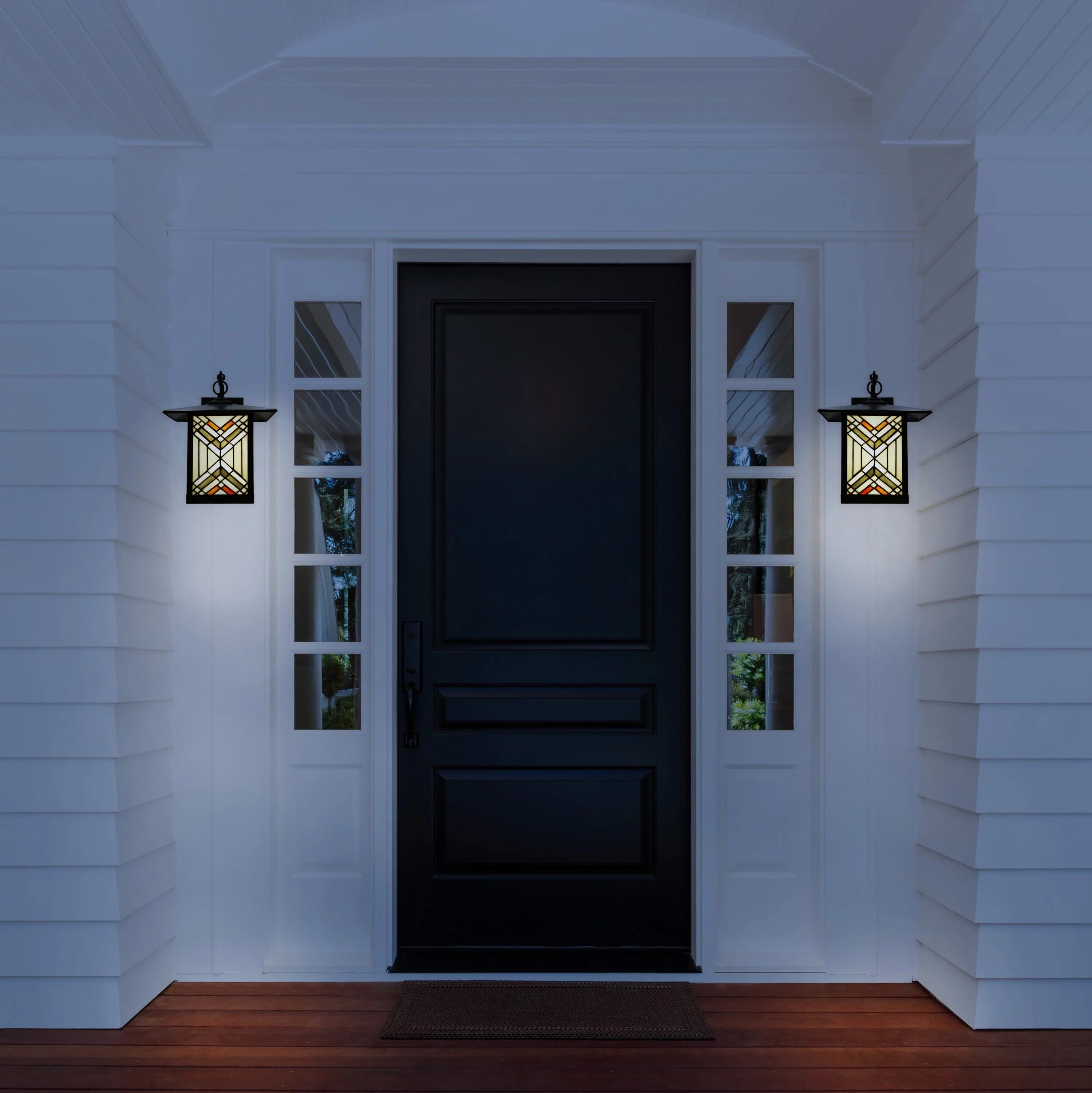 Bronze Outdoor Mission Stained Glass Wall Sconce R34844