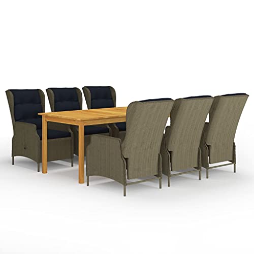 7 Piece Patio Dining Set Brown A688