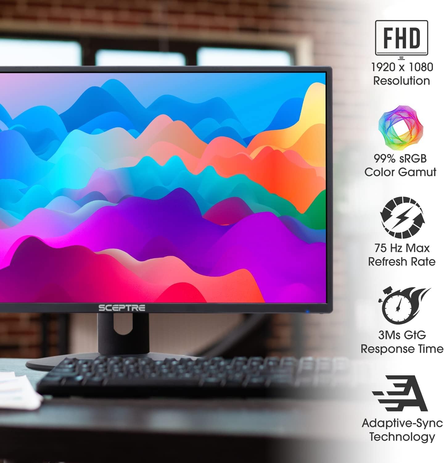24 LED Monitor 75Hz 1920 x 1080 FHD Resolution Computer Monitor with Built-in Speakers and VESA Mounting Z80185