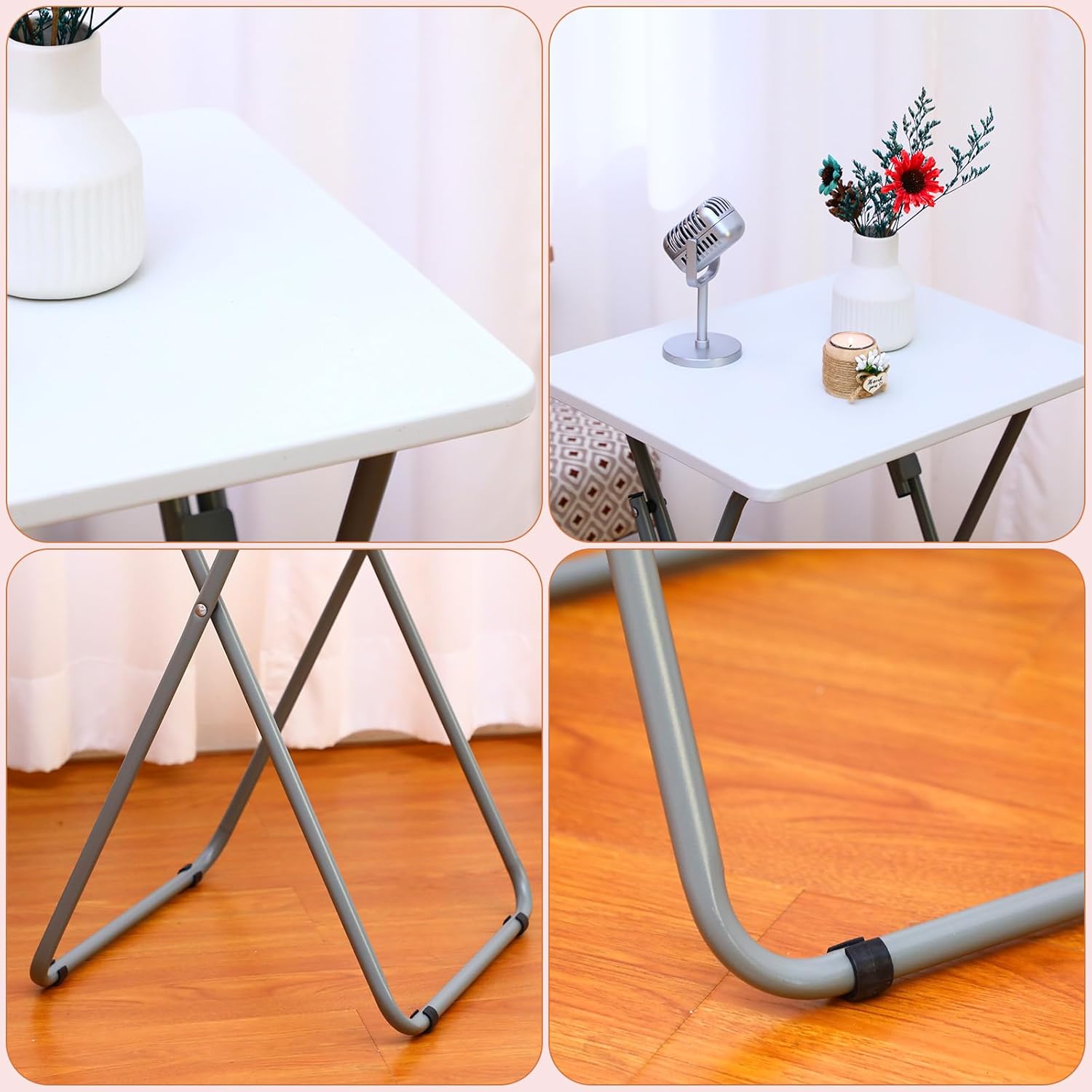 Set of 4 White Folding TV Tray Tables T743