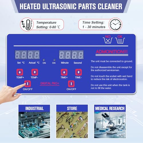 Heated Ultrasonic Parts Cleaner 3L Industrial with Digital Timer, 110V W7212