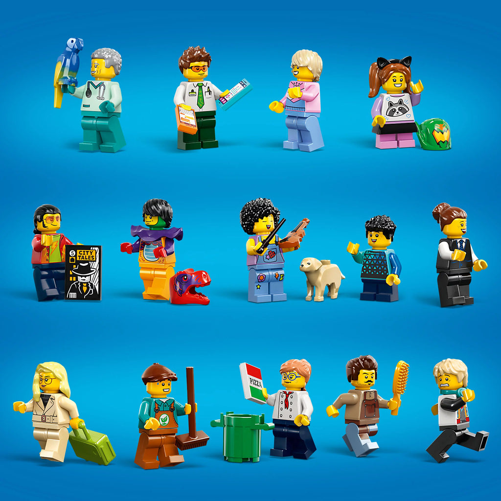 LEGO City Building Toy Set with 14 Minifigure Characters and Dog Figure D9998