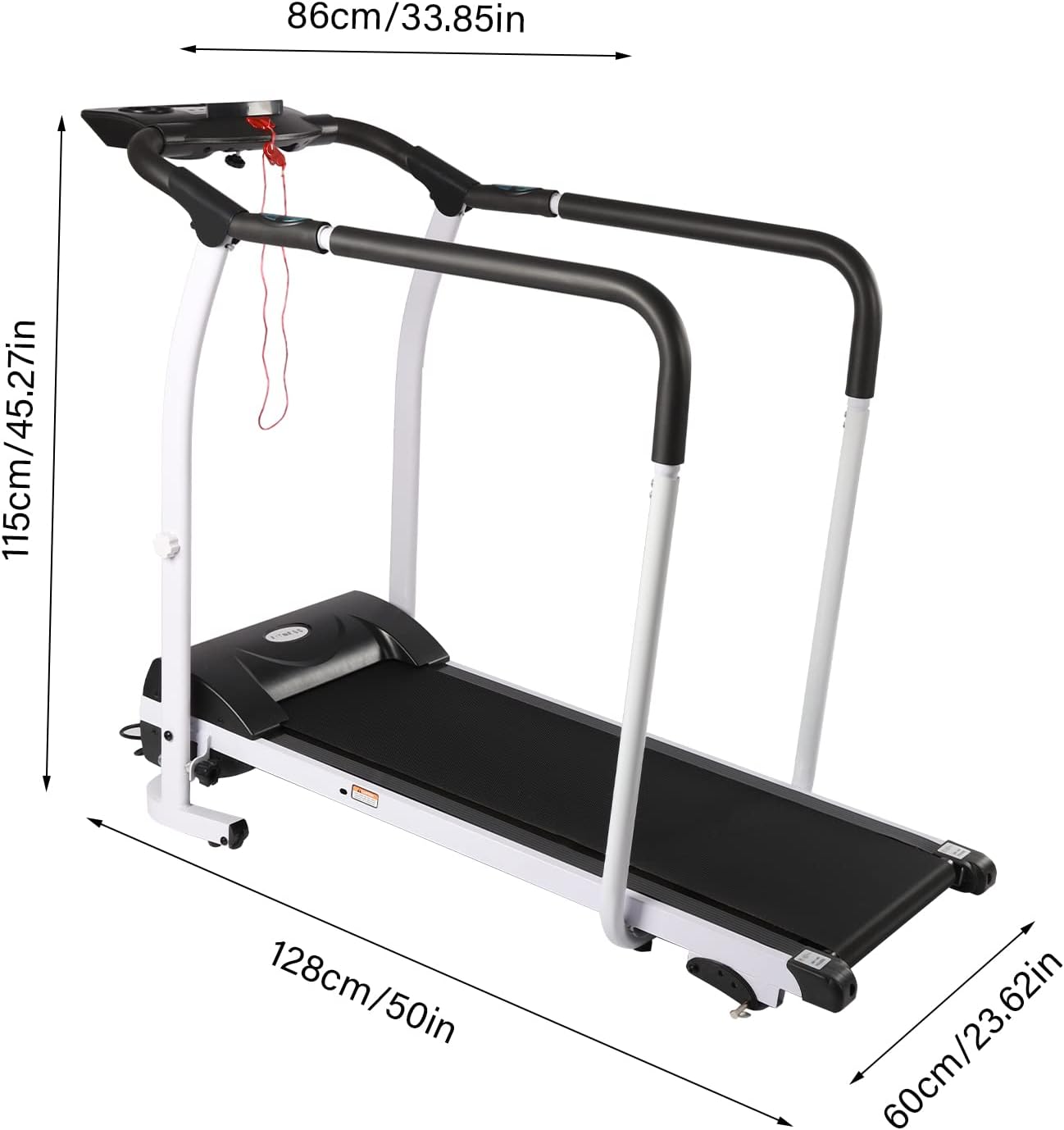 Walking Treadmill with Full Length Handrails, LCD Display, Foldable, 300 lbs Capacity I3672